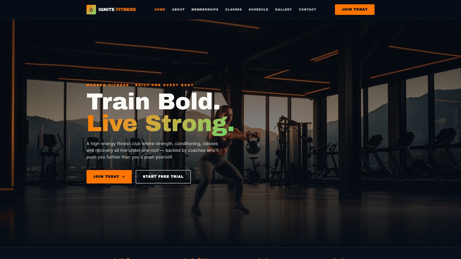 Bold Strength Gym — Fitness website template preview