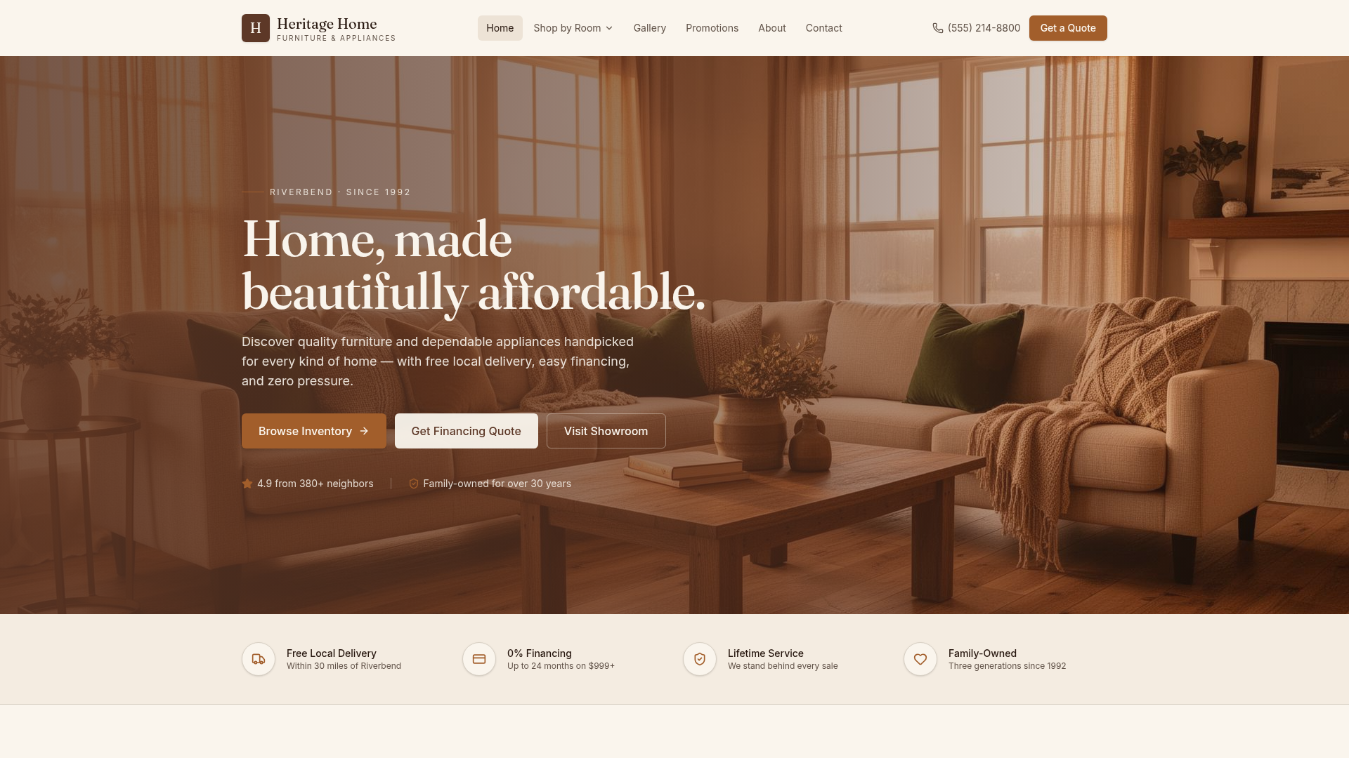 Heritage Home Interiors — Retail website template preview