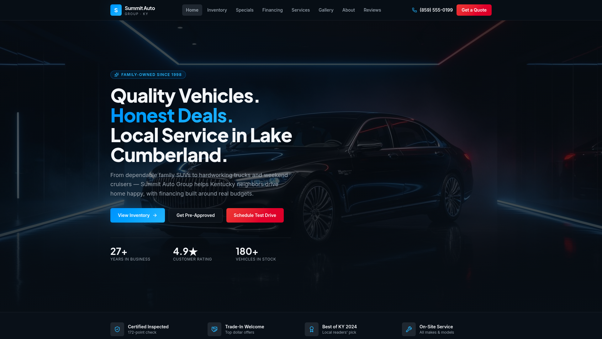 Summit Auto Showcase — Auto website template preview